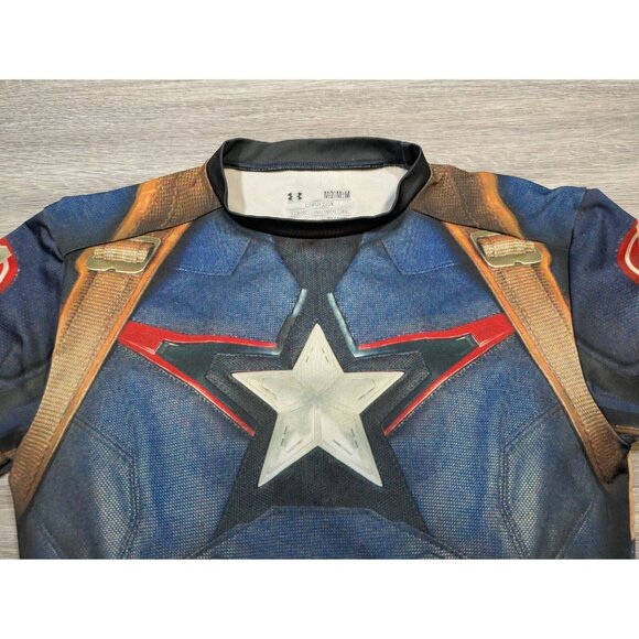 Under Armour Men's Medium Captain America Age Of Ultron Compression Shirt Rare - Picture 3 of 9